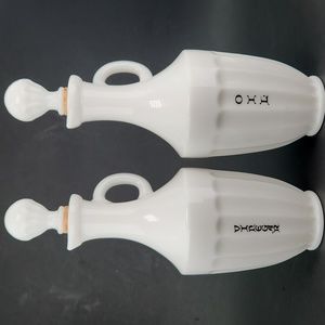 1960s Art Deco Milk Glass Cruet set, Flawless  elegance